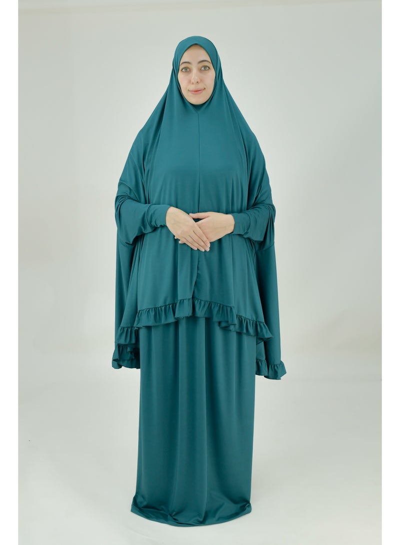 DAMAS COLLECTION Two Piece Islamic prayer dress women with sleeve - Prayer Clothes for Women - Prayer Abaya For women - Jilbab 2 piece, Umrah essentials for women - Prayer set - Image 2