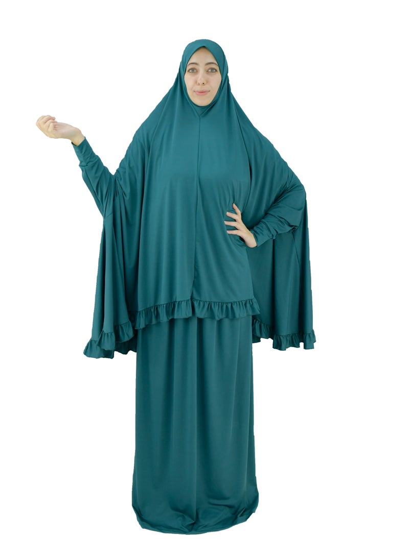 DAMAS COLLECTION Two Piece Islamic prayer dress women with sleeve - Prayer Clothes for Women - Prayer Abaya For women - Jilbab 2 piece, Umrah essentials for women - Prayer set - Image 1