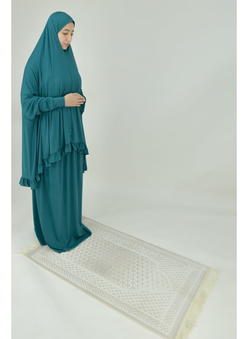 DAMAS COLLECTION Two Piece Islamic prayer dress women with sleeve - Prayer Clothes for Women - Prayer Abaya For women - Jilbab 2 piece, Umrah essentials for women - Prayer set - Image 3