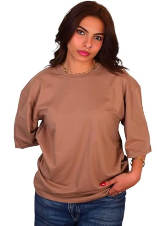 Mosca Women's Wear Half-Sleeve Cotton T-Shirt, Oversize - Image 1