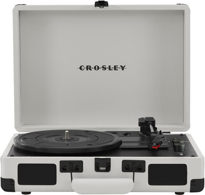 Crosley Cr8005Dp-Wf Cruiser Plus Vintage 3-Speed Bluetooth In/Out Suitcase Vinyl Record Player Turntable, White Farmhouse - Image 1