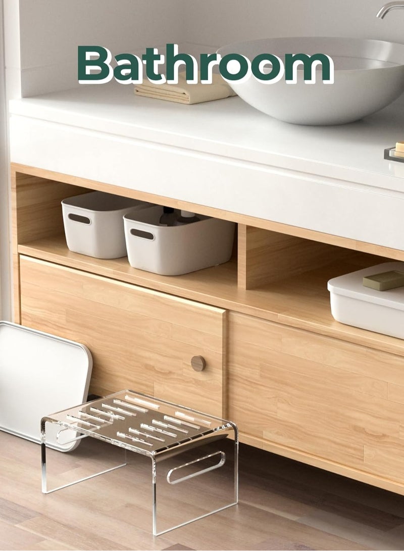 TPGP Acrylic Step Stool for Kids, Non-Slip Step Stool with Handles for Kids and Adults, Clear Toddler Stool for Potty Training Aid, Clear Acrylic Foot Stool for Bathroom, Bedroom, Kitchen - Image 3