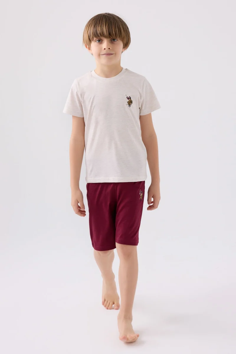 U.S. Polo Assn. Light Blue Maroon Boys Bermuda Set