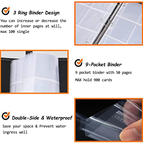 Anvoago Basketball Cards Binder 900 Pockets, Trading Cards Holder Card Collectors Album,Trading Card Binder 9 Pocket with 50 Removable Sleeves for Basketball Card and Sports Card - Image 5