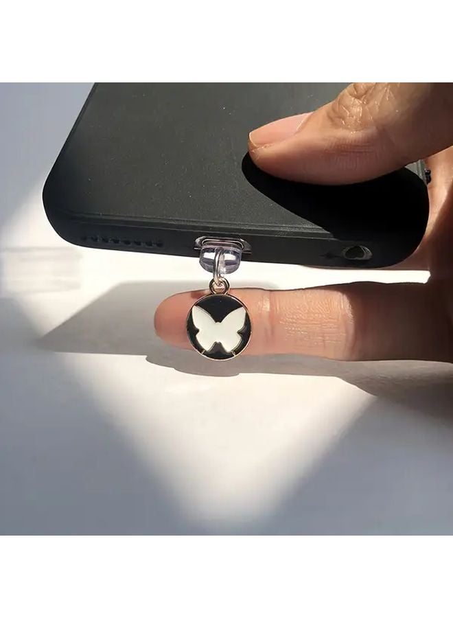 سدادة مقاومة للغبار بفراشة بيضاء أنيقة من سبائك الألومنيوم لمنفذ شحن Type-C، إكسسوار جوال - Image 4