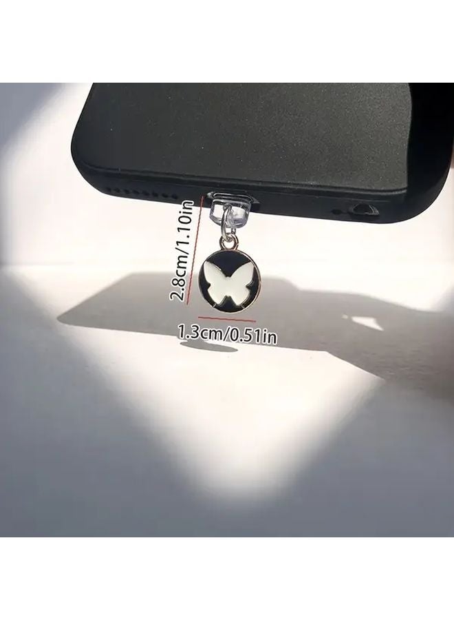 سدادة مقاومة للغبار بفراشة بيضاء أنيقة من سبائك الألومنيوم لمنفذ شحن Type-C، إكسسوار جوال - Image 3