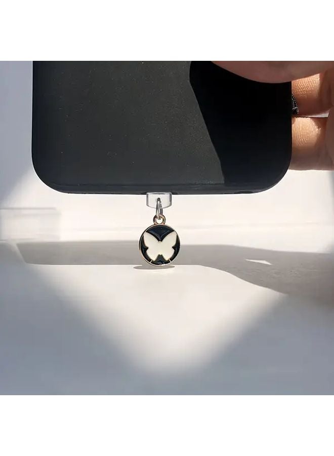 سدادة مقاومة للغبار بفراشة بيضاء أنيقة من سبائك الألومنيوم لمنفذ شحن Type-C، إكسسوار جوال - Image 2