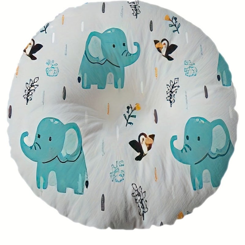1pc Elephant Bird Animal Print Floor Pillow Soft Microfiber Round 16x16 Inch Multi Purpose Cushion For Living Room Bedroom Reading Nook Cozy Contemporary Home Decor Elephant Decor - Image 1