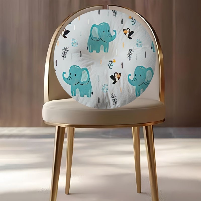 1pc Elephant Bird Animal Print Floor Pillow Soft Microfiber Round 16x16 Inch Multi Purpose Cushion For Living Room Bedroom Reading Nook Cozy Contemporary Home Decor Elephant Decor - Image 4