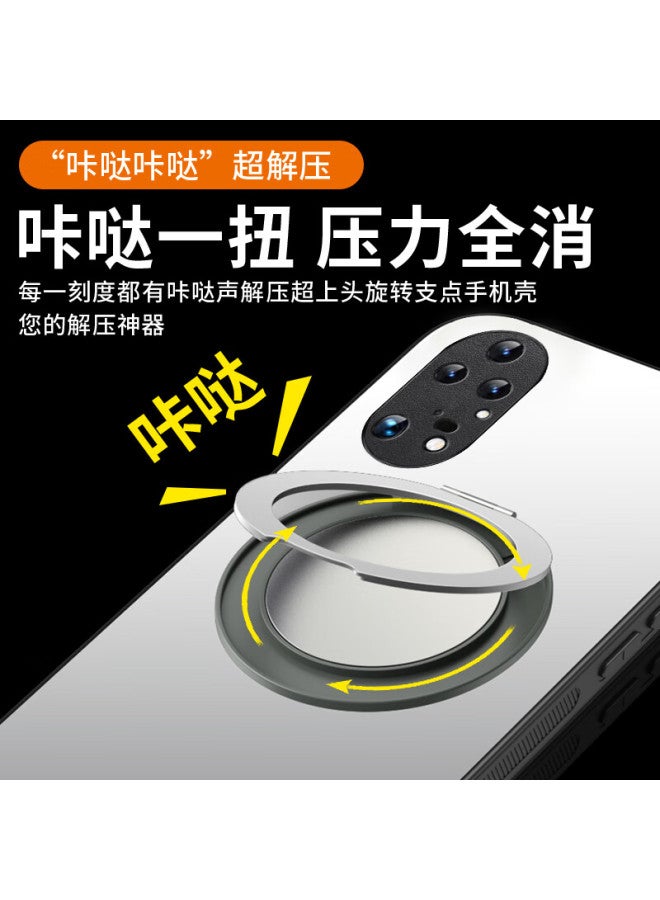 Holdzu Decompression Edition Magnetic Adsorption Anti-Drop Full Cover Matte Stand Phone Case For Huawei P50 Pro - Deep Space Black - Image 1