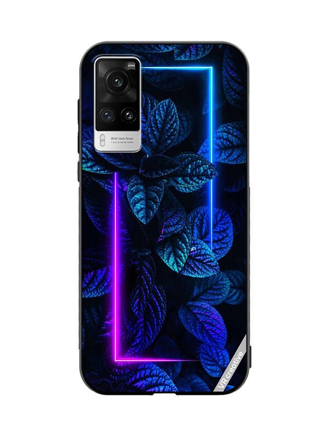 VR CREATIVE Protective Case Cover For Vivo X60 Pro Blue Foliage Plants Neon Design Multicolour - Image 1