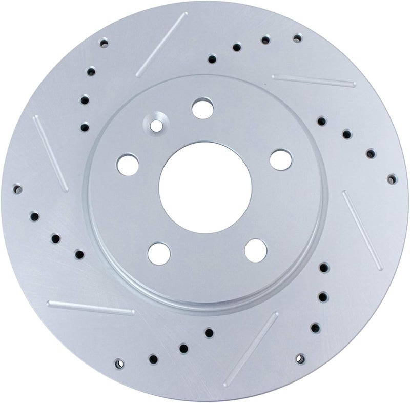 TRQ Front Brake Rotor Set G Coated Vented Drilled Slotted Compatible with 2017-2023 Chevrolet Bolt EV 2022-2023 Bolt EUV 2011-2019 Cruze 2016 Cruze Limited 2012-2020 Sonic 2016-2019 Volt - Image 5