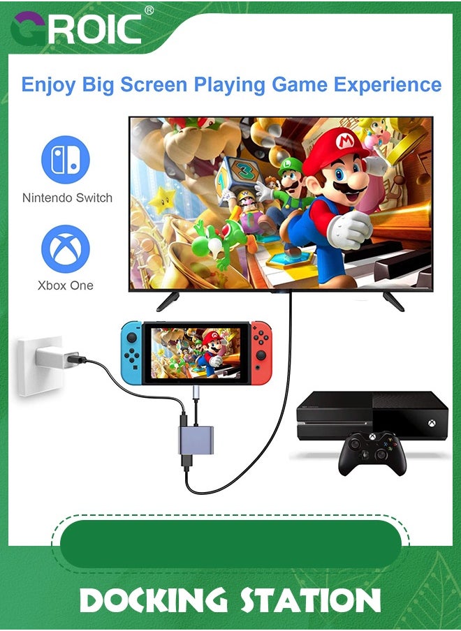 USB C to HDMI VGA Adapter, 2 in 1 USB 3.1 Type C to VGA HDMI 4K Video Converter Compatible with MacBook Pro/Air 2020 2019, iPad Pro, Surface, Gray
