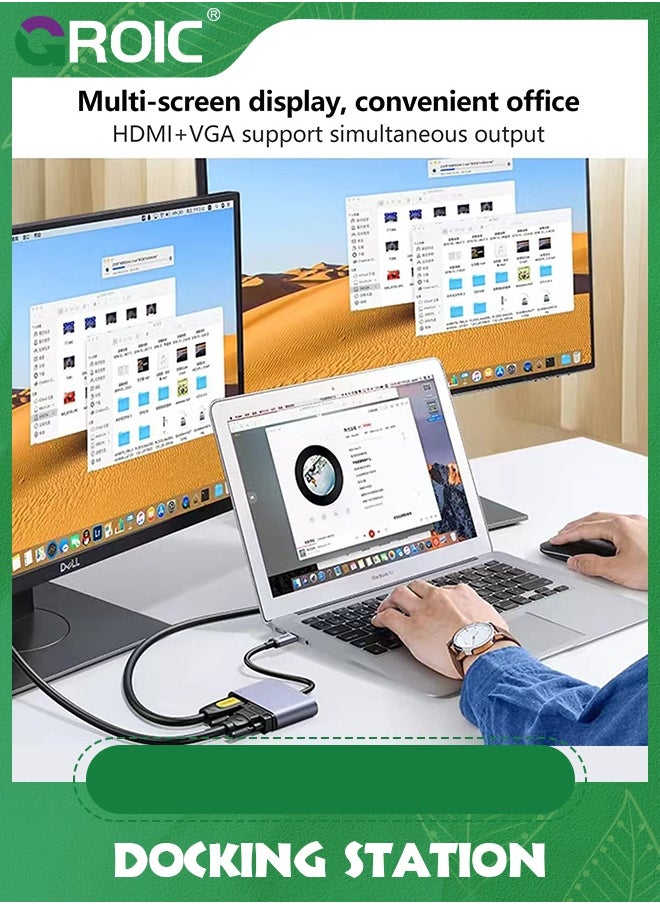 GROIC USB C to HDMI VGA Adapter, 2 in 1 USB 3.1 Type C to VGA HDMI 4K Video Converter Compatible with MacBook Pro/Air 2020 2019, iPad Pro, Surface, Gray  - Image 5