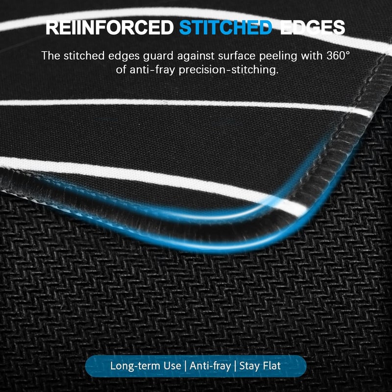 ANTERK Large Mouse Pad, Waterproof Gaming Mousepad with Non-Slip Rubber Base, Stitched Edges, XXL Computer Long Keyboard Mouse Mat for Gamer, Office & Home, 31.5" x 15.7", Black White Lines - Image 3