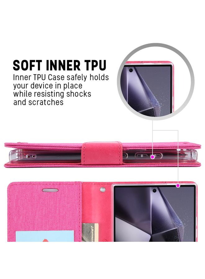 جوسبيري جراب لهاتف Samsung Galaxy S24 Ultra 5G من القماش بتصميم مذكرات، جراب هاتف قابل للطي من الجلد بنسيج من القماش - Image 5