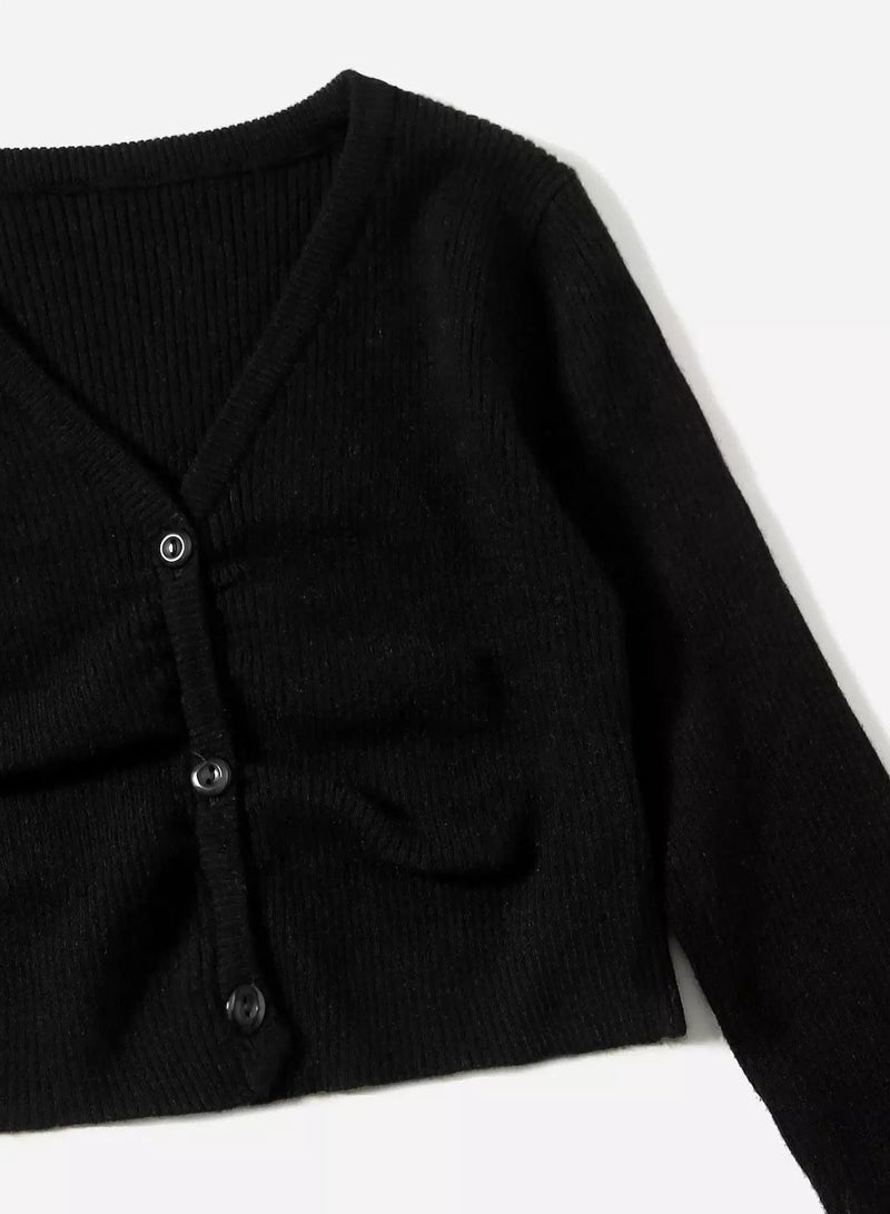 Girls V Neck Button Up Cardigan - Image 4