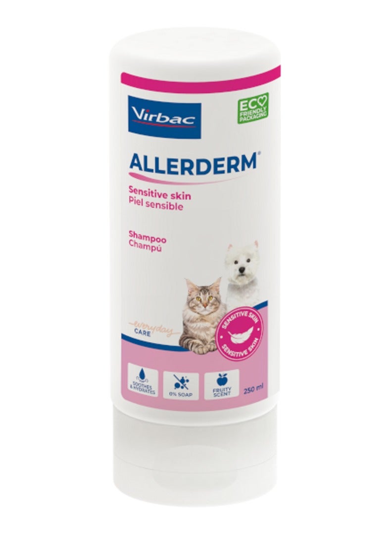 Virbac Allerderm Sensitive Skin Shampoo for Dogs & Cats – Oatmeal Formula, 250ml - Image 1