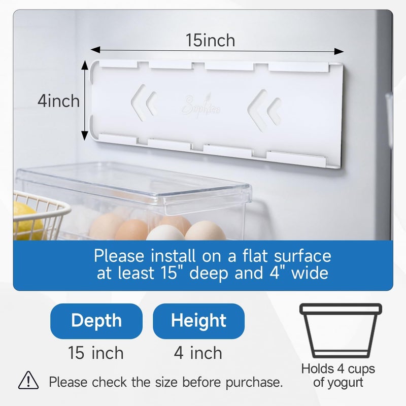 SOPHICO Yogurt Organizer for Fridge, 4 Capacity Yogurt Sliders for Refrigerator, Yogurt Holder with Adhesive Tapes for 3.75 Inch Yogurt, Greek and Vegan Yogurt (White,2 Pack) - Image 3