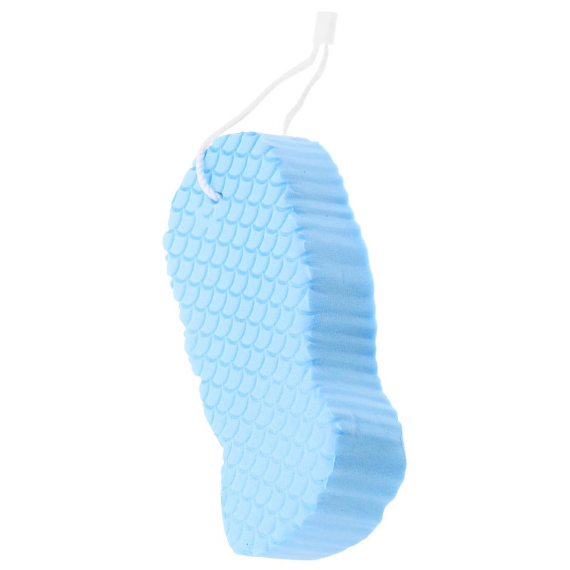 Soft Blue Exfoliating Bath Sponge Body Scrubber for Newborns and Adults - Image 2