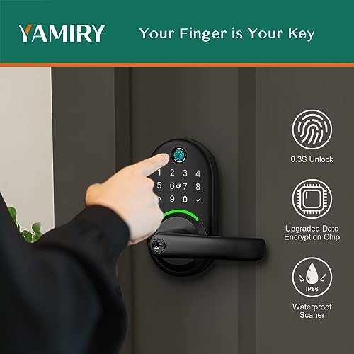 Yamiry Smart Door Handle Lock with Keypad: Yamiry Fingerprint Smart Knob - Keyless Entry Digital Lock for Front Door - Deadbolt with APP - Generate Passcode Remotely - DIY Installation - Image 3