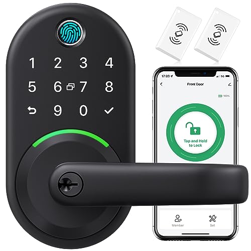 Yamiry Smart Door Handle Lock with Keypad: Yamiry Fingerprint Smart Knob - Keyless Entry Digital Lock for Front Door - Deadbolt with APP - Generate Passcode Remotely - DIY Installation - Image 1