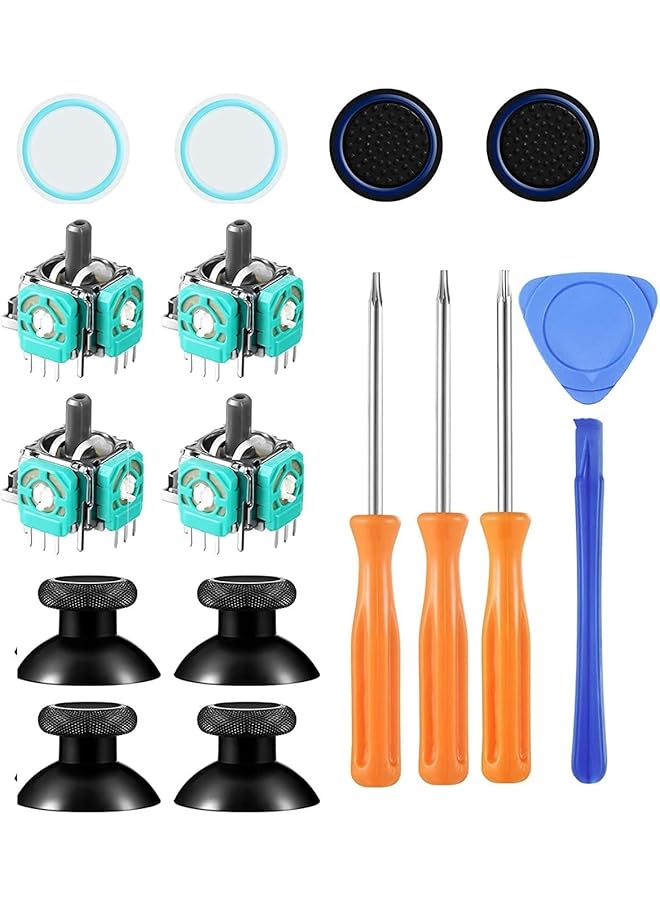 Compatible With Xbox One Analog Joysticks Thumbstick Silicone Cap Cover Repair Kit For Xbox T6 T8 T10 Torx Screwdriver 3D Analog Joysticks Thumbstick Caps Silicone Button Cap Cover 17Pcs - Image 1