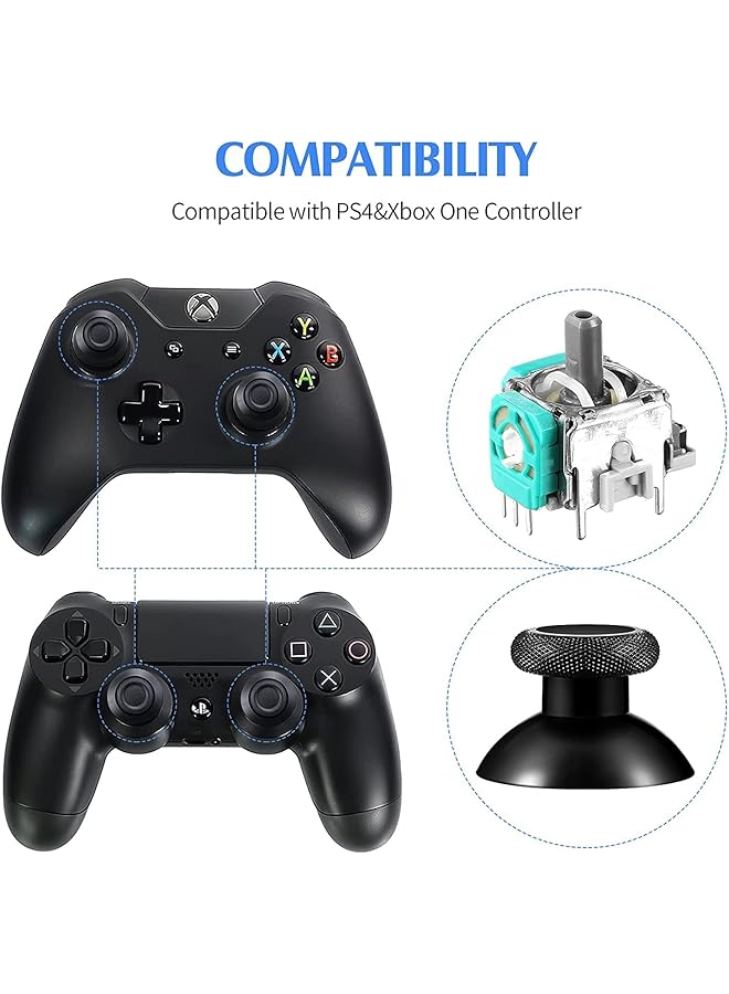 Compatible With Xbox One Analog Joysticks Thumbstick Silicone Cap Cover Repair Kit For Xbox T6 T8 T10 Torx Screwdriver 3D Analog Joysticks Thumbstick Caps Silicone Button Cap Cover 17Pcs - Image 2