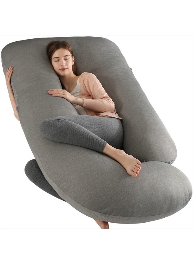 Elover Pregnancy Pillows,U-Shape Full Body Pillow Cooling Cover Dark Grey Pregnancy Pillows for Sleeping Body Pillows for Adults,Maternity Pillow and Pregnancy Must Haves(Cooling Material,Dark Gray) - Image 1