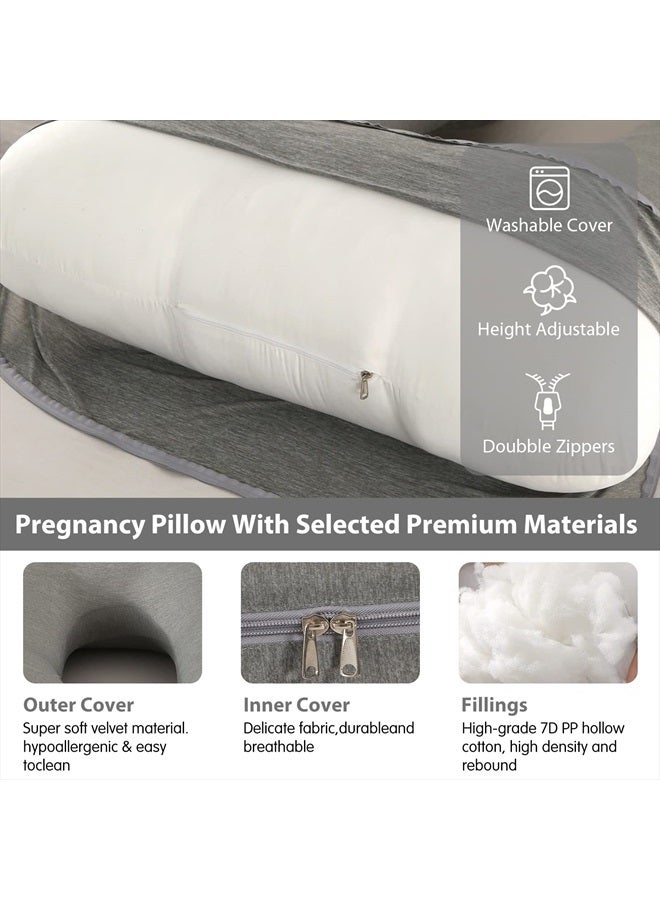 Elover Pregnancy Pillows,U-Shape Full Body Pillow Cooling Cover Dark Grey Pregnancy Pillows for Sleeping Body Pillows for Adults,Maternity Pillow and Pregnancy Must Haves(Cooling Material,Dark Gray) - Image 4