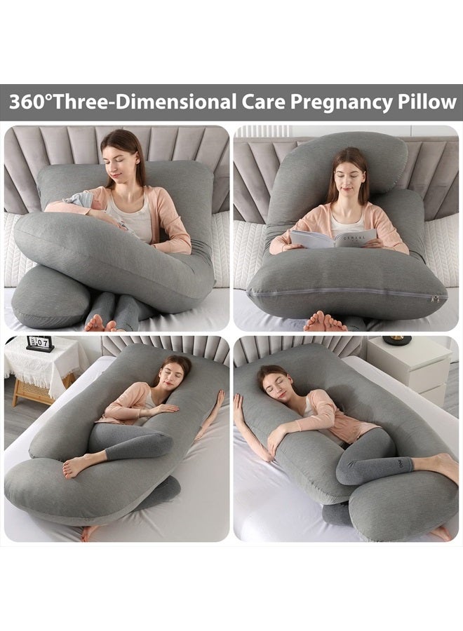 Elover Pregnancy Pillows,U-Shape Full Body Pillow Cooling Cover Dark Grey Pregnancy Pillows for Sleeping Body Pillows for Adults,Maternity Pillow and Pregnancy Must Haves(Cooling Material,Dark Gray) - Image 2