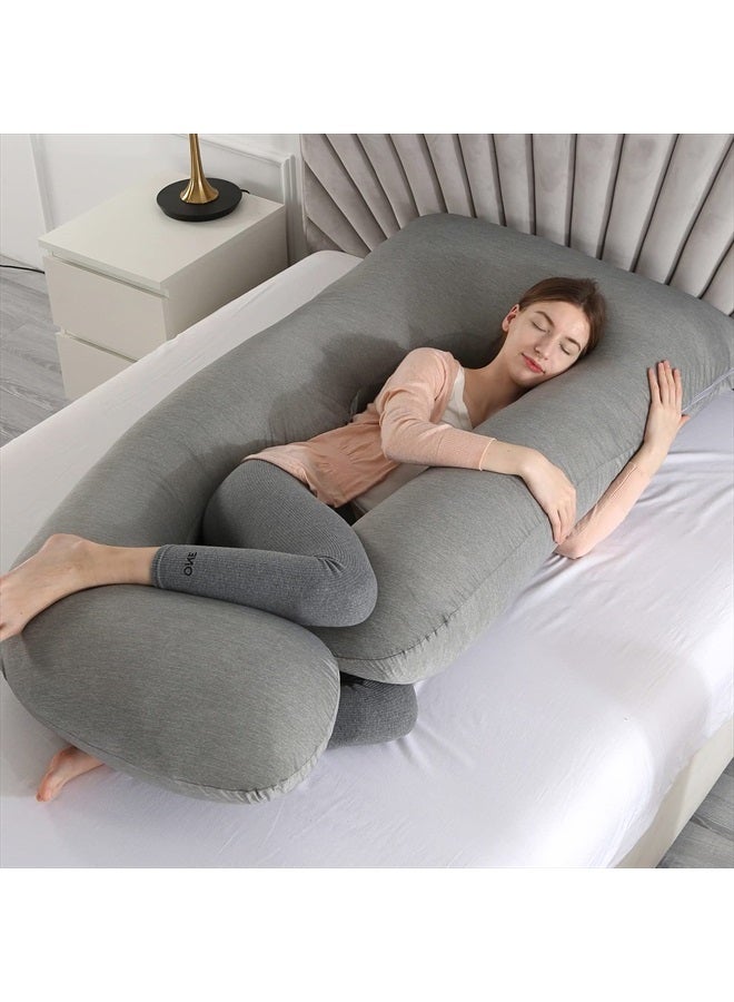 Elover Pregnancy Pillows,U-Shape Full Body Pillow Cooling Cover Dark Grey Pregnancy Pillows for Sleeping Body Pillows for Adults,Maternity Pillow and Pregnancy Must Haves(Cooling Material,Dark Gray) - Image 5