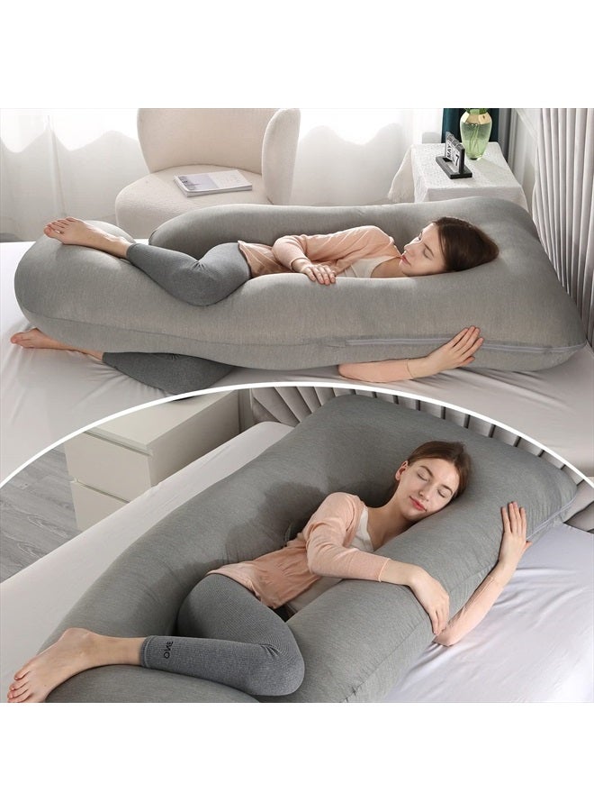 Elover Pregnancy Pillows,U-Shape Full Body Pillow Cooling Cover Dark Grey Pregnancy Pillows for Sleeping Body Pillows for Adults,Maternity Pillow and Pregnancy Must Haves(Cooling Material,Dark Gray) - Image 3
