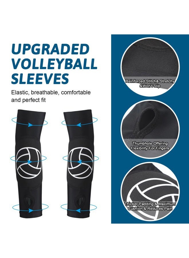 Minatee Volleyball Arm Sleeves Passing Hitting Forearm Sleeves with Protection Pads and Thumb Hole Padded Volleyball Sleeves (1 Pair, 12 Inch) - Image 2