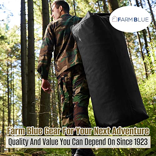 Farm Blue Top Load Duffle Bag -Military Duffel Bags - Heavy Army Canvas Duffle Bags For Men Women & Students - XXL Top Loading Tactical Gear Sack (Black, XX-Large) 30"x50" - Image 3