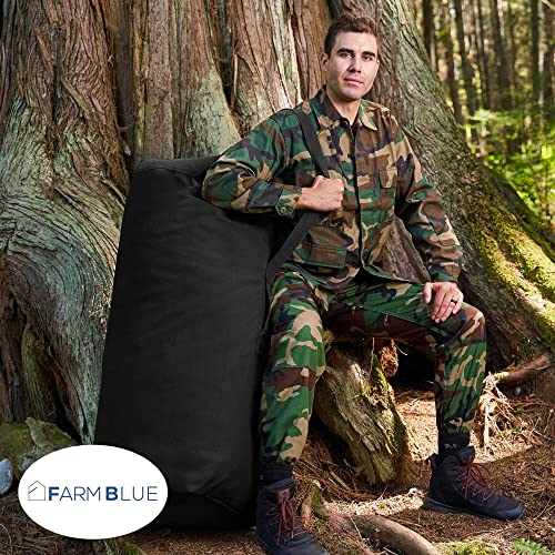 Farm Blue Top Load Duffle Bag -Military Duffel Bags - Heavy Army Canvas Duffle Bags For Men Women & Students - XXL Top Loading Tactical Gear Sack (Black, XX-Large) 30"x50" - Image 5