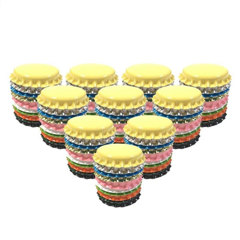 HAWORTHS 100 PCS Crown Bottle CaPs Decorative Bottle Cap Double Sideds Printed Craft Bottle Stickers for Hair Bows, DIY Pendants or Craft ScraPbooks Mixed Colors(10colors)â€¦