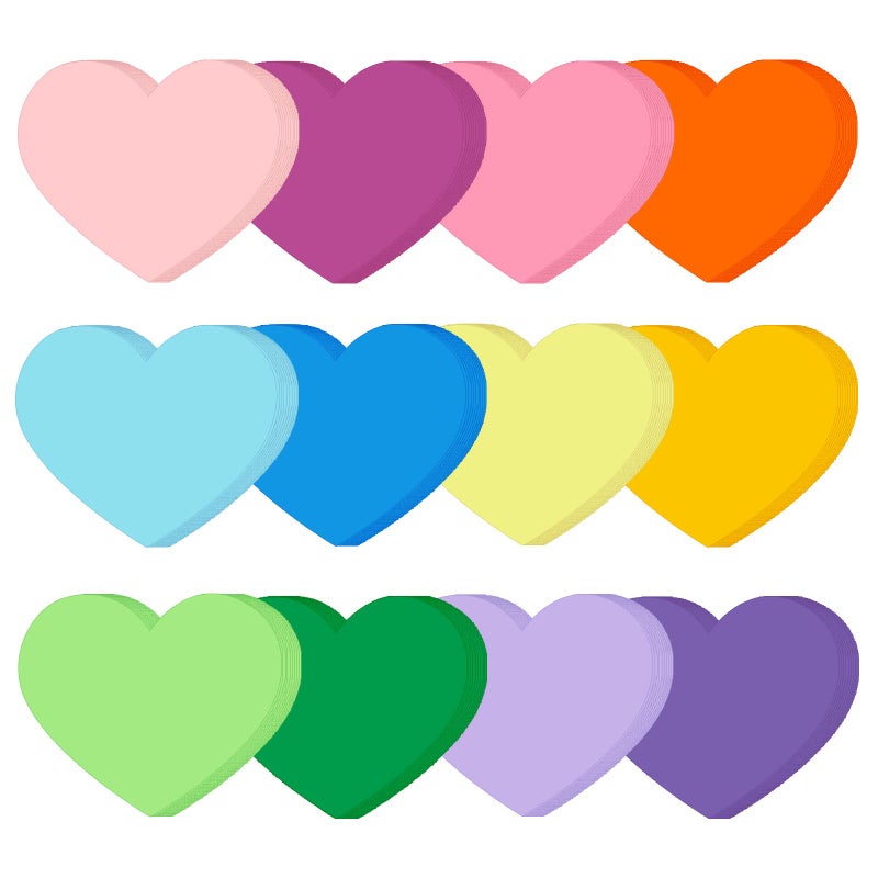 Whaline 120Pcs Heart Cutouts 12 Colors 59 Inch Valentine Heart Shaped Cut Outs Rainbow Cardboard Paper Cutting for Spring Summer Party Back to School Classroom Decoration Supplies