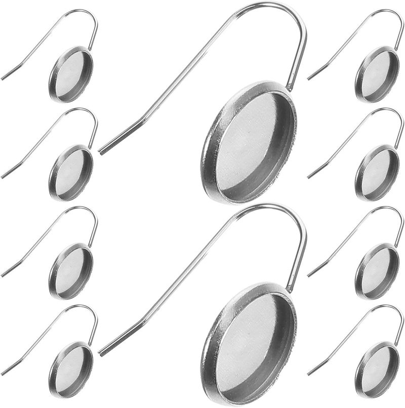 BESTonZON 10Pcs Stainless Steel Ear Hook Bezel Trays Jewelry Making Accessory 10Mm Inner Diameter DIY Earring Pendant Bases for Handmade Craft Supplies - Image 1
