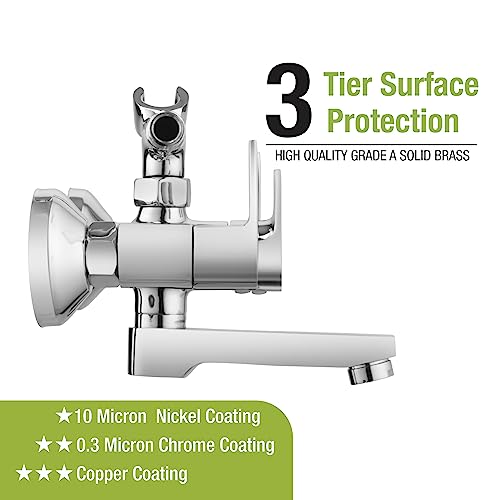 LIPKA Victory Wall Mixer Telephonic Brass Faucet with Crutch for Hand Showers | Chrome Finish Faucet/Tap - Image 4