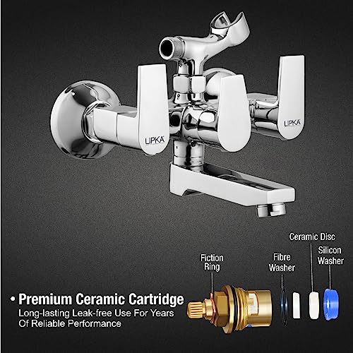 LIPKA Victory Wall Mixer Telephonic Brass Faucet with Crutch for Hand Showers | Chrome Finish Faucet/Tap - Image 3