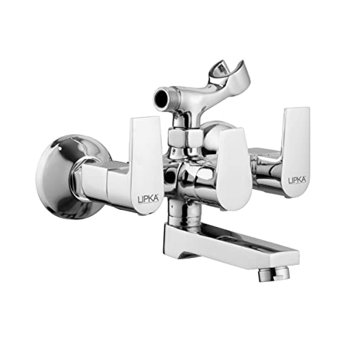 LIPKA Victory Wall Mixer Telephonic Brass Faucet with Crutch for Hand Showers | Chrome Finish Faucet/Tap - Image 1