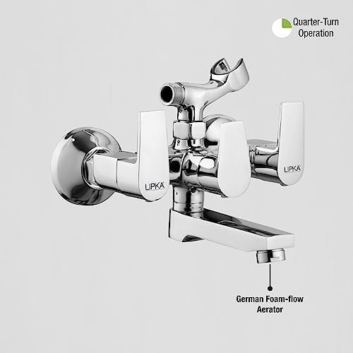 LIPKA Victory Wall Mixer Telephonic Brass Faucet with Crutch for Hand Showers | Chrome Finish Faucet/Tap - Image 5