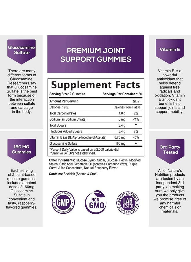 Nature's Choice Glucosamine Gummies Extra Strength Joint Support Gummy With Vitamin E Naturally Assists Cartilage & Flexibility Best Support Chew For Men And Women 60 Gummies  - Image 3