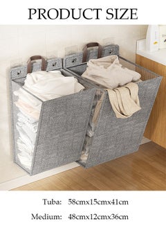DUNISO 2 Pieces Laundry Hamper,Collapsible Hanging Laundry Basket with Lid and Handles,Space-Saving Wall Hanging Dirty Clothes Basket,Folding Clothes Hamper Storage Basket for Toys Clothes Organizer  - Image 2
