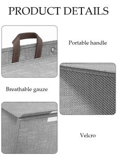 DUNISO 2 Pieces Laundry Hamper,Collapsible Hanging Laundry Basket with Lid and Handles,Space-Saving Wall Hanging Dirty Clothes Basket,Folding Clothes Hamper Storage Basket for Toys Clothes Organizer  - Image 4