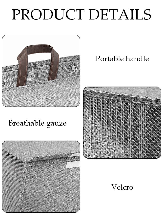 DUNISO 2 Pieces Laundry Hamper,Collapsible Hanging Laundry Basket with Lid and Handles,Space-Saving Wall Hanging Dirty Clothes Basket,Folding Clothes Hamper Storage Basket for Toys Clothes Organizer  - Image 4