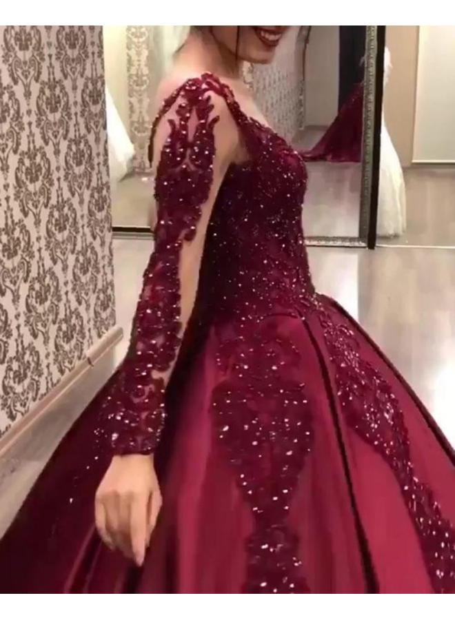 فساتين سهرة طويلة جديدة للنساء بتصميم الدانتيل الأوروبي والأمريكي الكبير لحفل الزفاف - Image 3