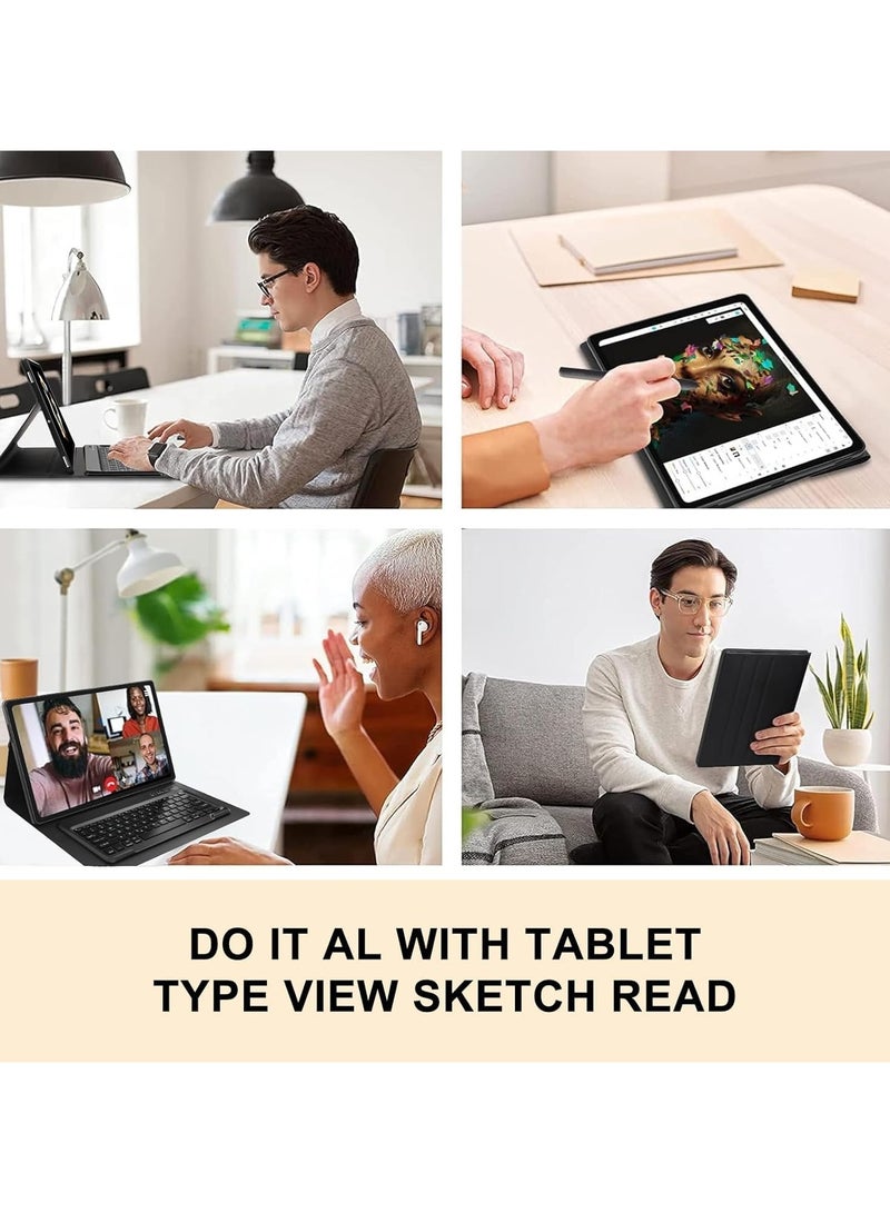 New Keyboard Case for Samsung Galaxy Tab S7 Ultra / S8 Ultra / S9 Ultra / S10 Ultra 14.6" – Detachable Magnetic Keyboard with English/Arabic Layout, Multi-Angle Stand, PU Leather Cover with S-Pen Holder & Auto Sleep/Wake - Image 4