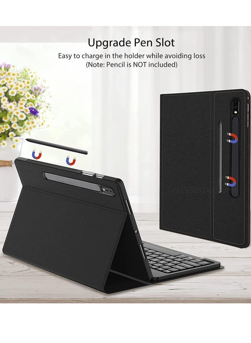 New Keyboard Case for Samsung Galaxy Tab S7 Ultra / S8 Ultra / S9 Ultra / S10 Ultra 14.6" – Detachable Magnetic Keyboard with English/Arabic Layout, Multi-Angle Stand, PU Leather Cover with S-Pen Holder & Auto Sleep/Wake - Image 5